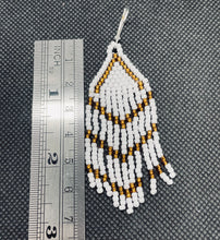 Load image into Gallery viewer, White Beaded Fringe Earrings