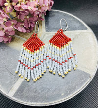 Load image into Gallery viewer, Red Fringe Earrings
